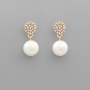 Crystal Disk & Pearl Earrings